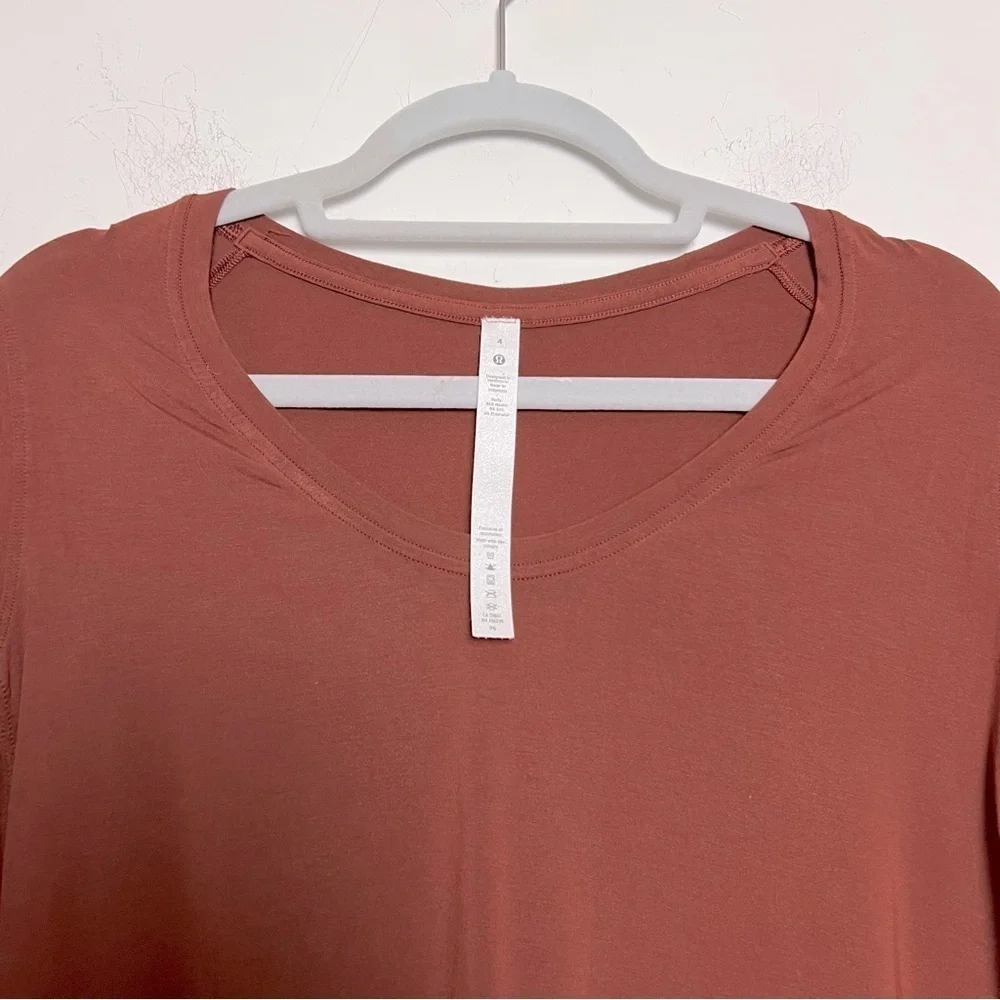 Lululemon Up for Down Time Long Sleeve Modal Top W3DU25 Dark Terracotta NEW